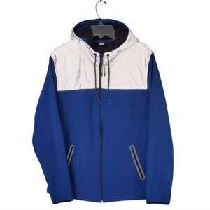 Old Navy Active Men's Hooded Jacket Blue Gray Zip Closure Pockets Size L READ